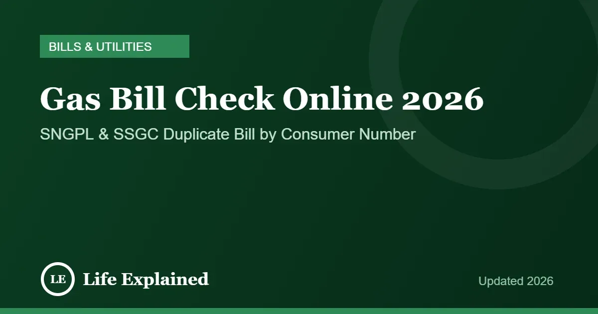 Gas Bill Check Online 2026: SNGPL & SSGC Duplicate Bill by Consumer Number