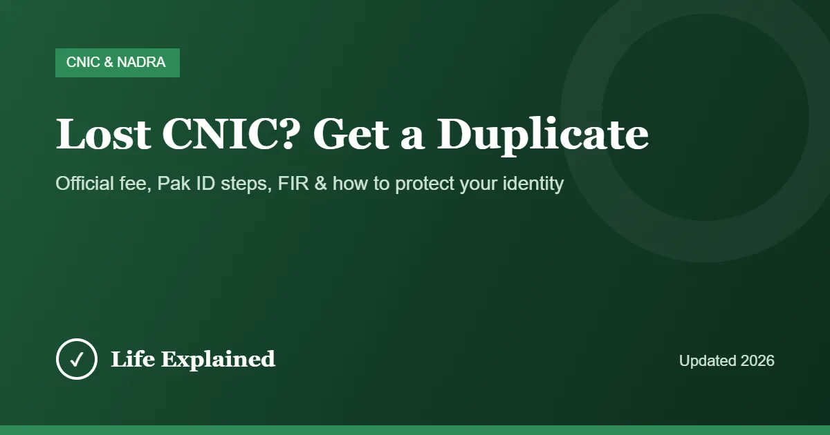 Lost CNIC duplicate CNIC online apply 2026 – fee and steps