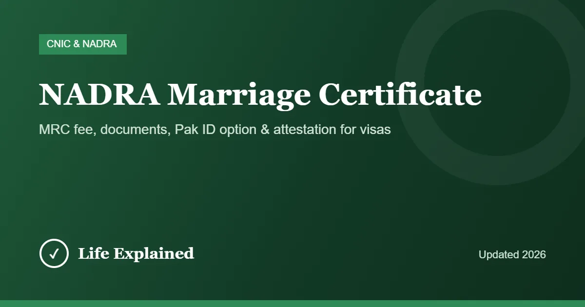 NADRA marriage certificate MRC 2026 fee, documents and apply guide