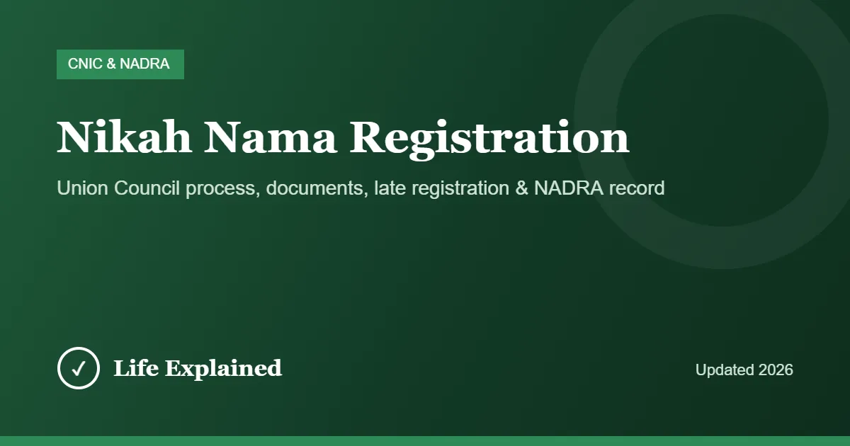 Nikah Nama registration with Union Council and NADRA in Pakistan 2026